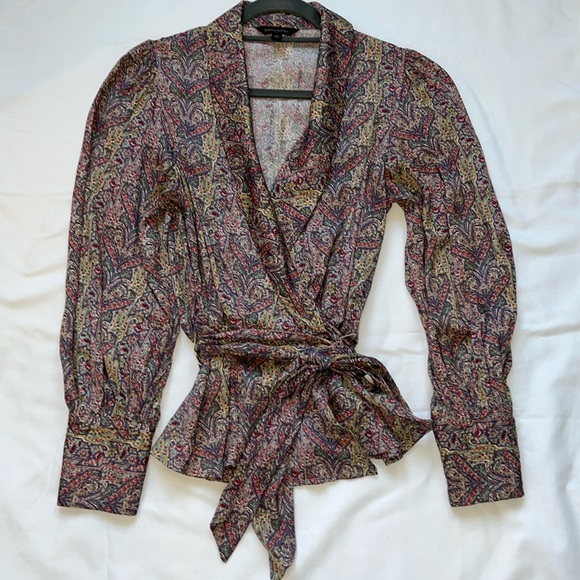 Banana Republic Silky Tie Wrap Blouse - Picture 2 of 7